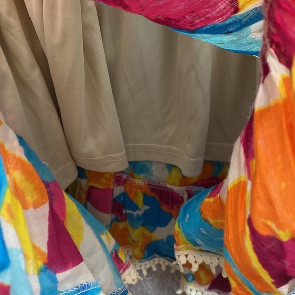 Harlow & Rose colorful cami top midi dress tropical full button lace ruffle trim - Picture 14 of 16